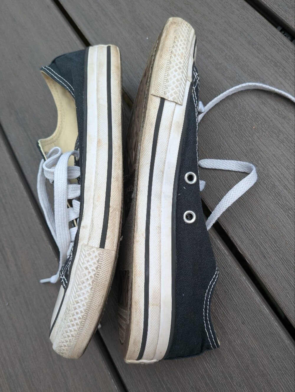 Converse Black Canvas Low Top Sneakers with White Laces - Picture 4 of 8